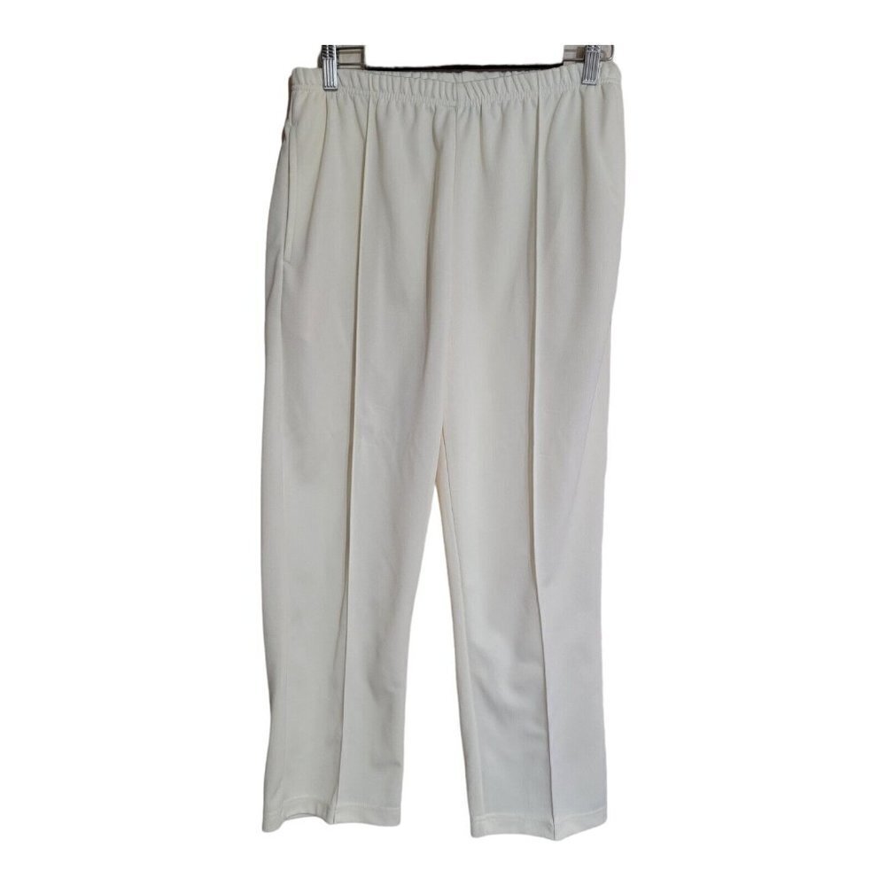 Sara Morgan Pants Women's Size 14P Petite Cream Stretch Pull On Trousers